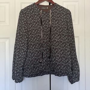 Women’s Caitlin Canada Blouse Top Brown Blue Floral Size Medium